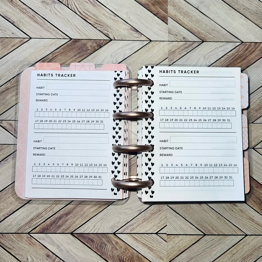Happy planner micro size notes monthly and weekly layout Rose Golg Quartz leaves